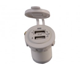 USB STOPCONTACT DUBBEL 3.4A WIT MET FLUSH FRAME